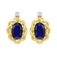 10K Yellow Gold Sapphire & Diamond Earrings