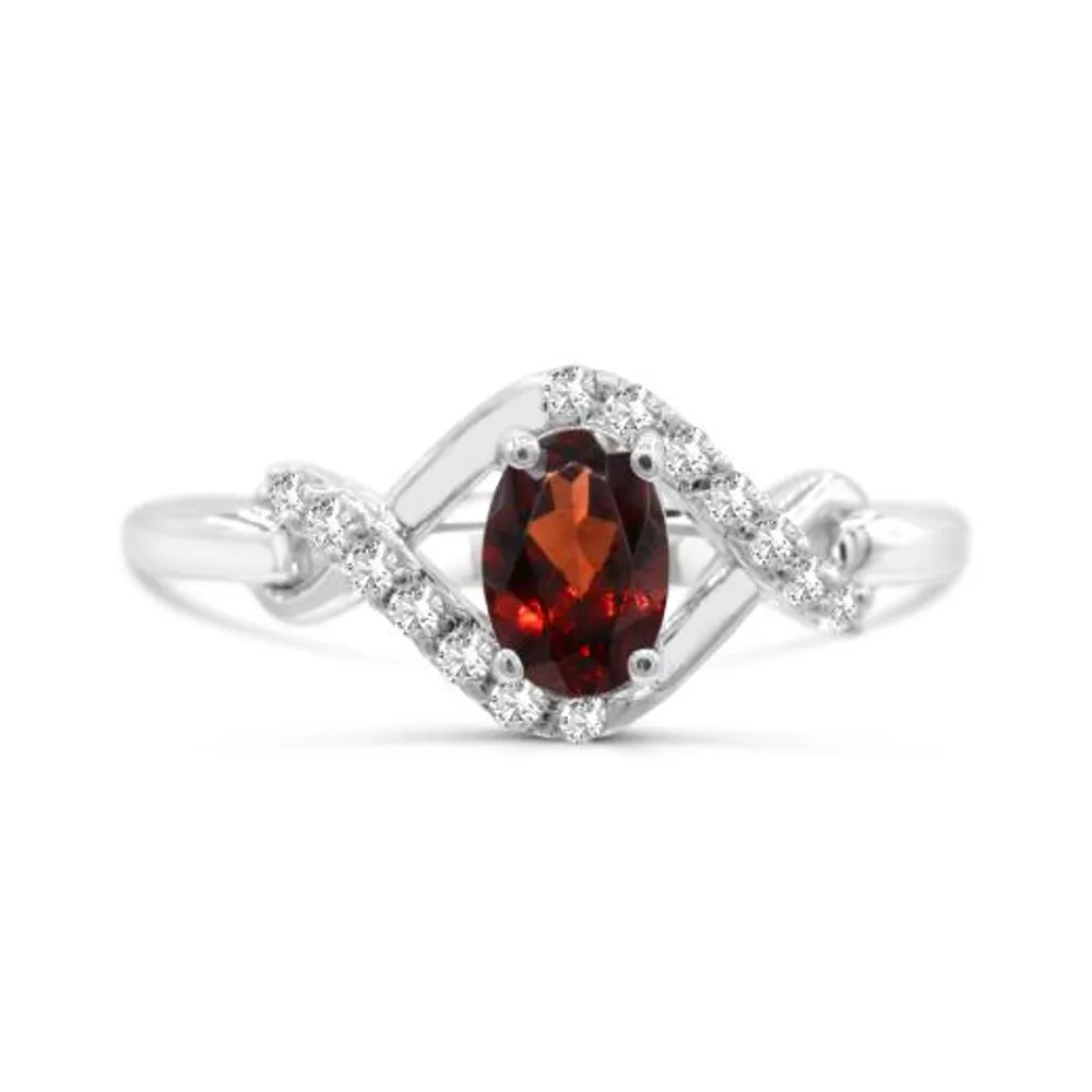 Sterling Silver Garnet & White Topaz Ring