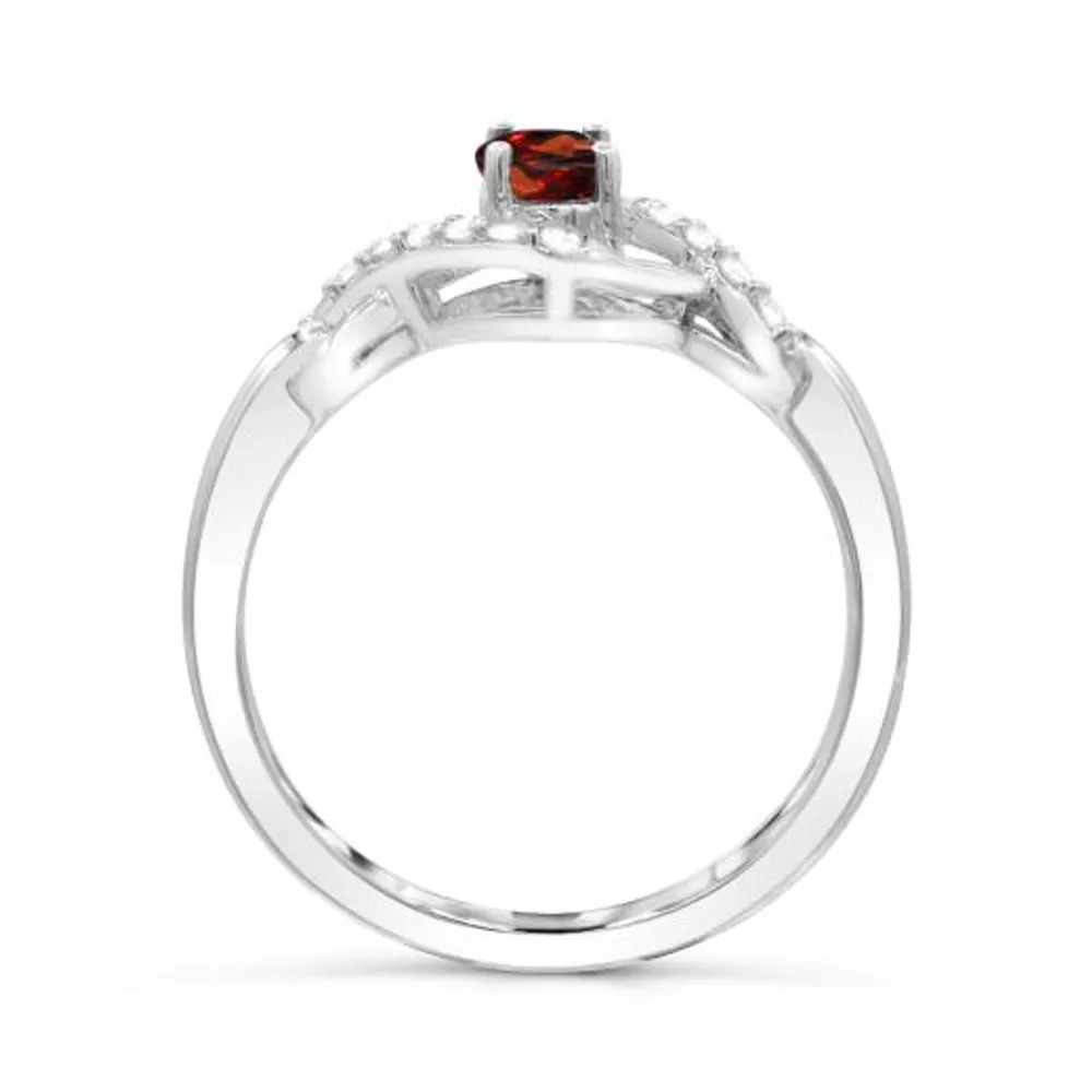 Sterling Silver Garnet & White Topaz Ring