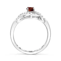 Sterling Silver Garnet & White Topaz Ring