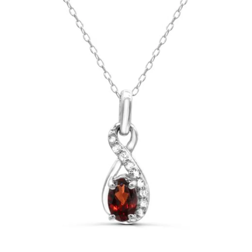 Sterling Silver Garnet & White Topaz Pendant