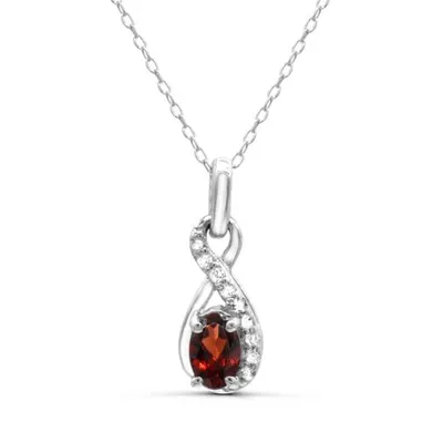 Sterling Silver Garnet & White Topaz Pendant