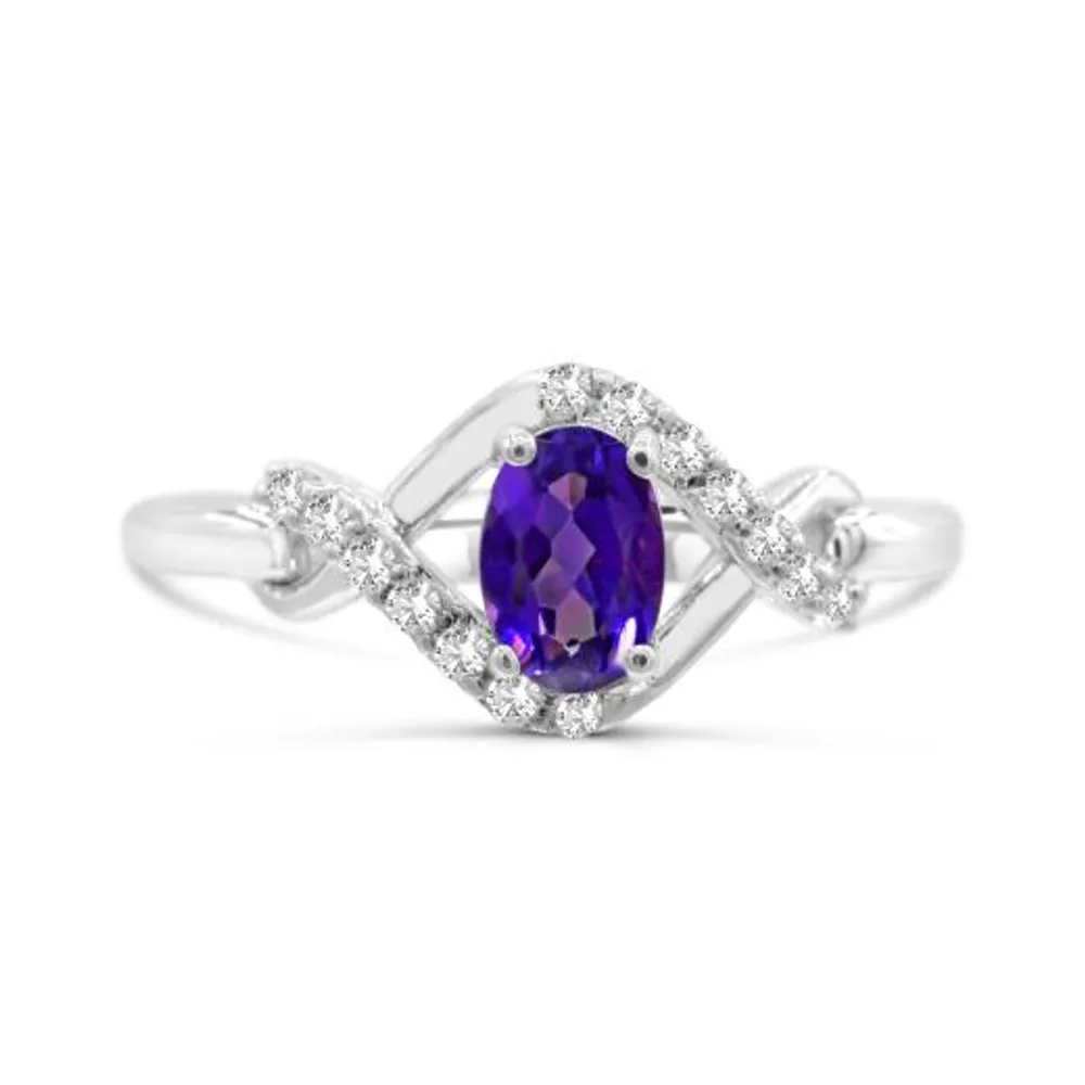 Sterling Silver Amethyst & White Topaz Ring