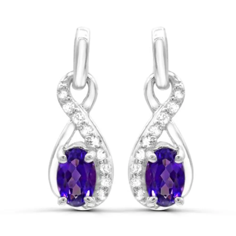 Sterling Silver Amethyst & White Topaz Earrings