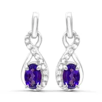 Sterling Silver Amethyst & White Topaz Earrings