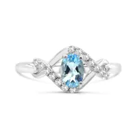 Sterling Silver Aquamarine & White Topaz Ring