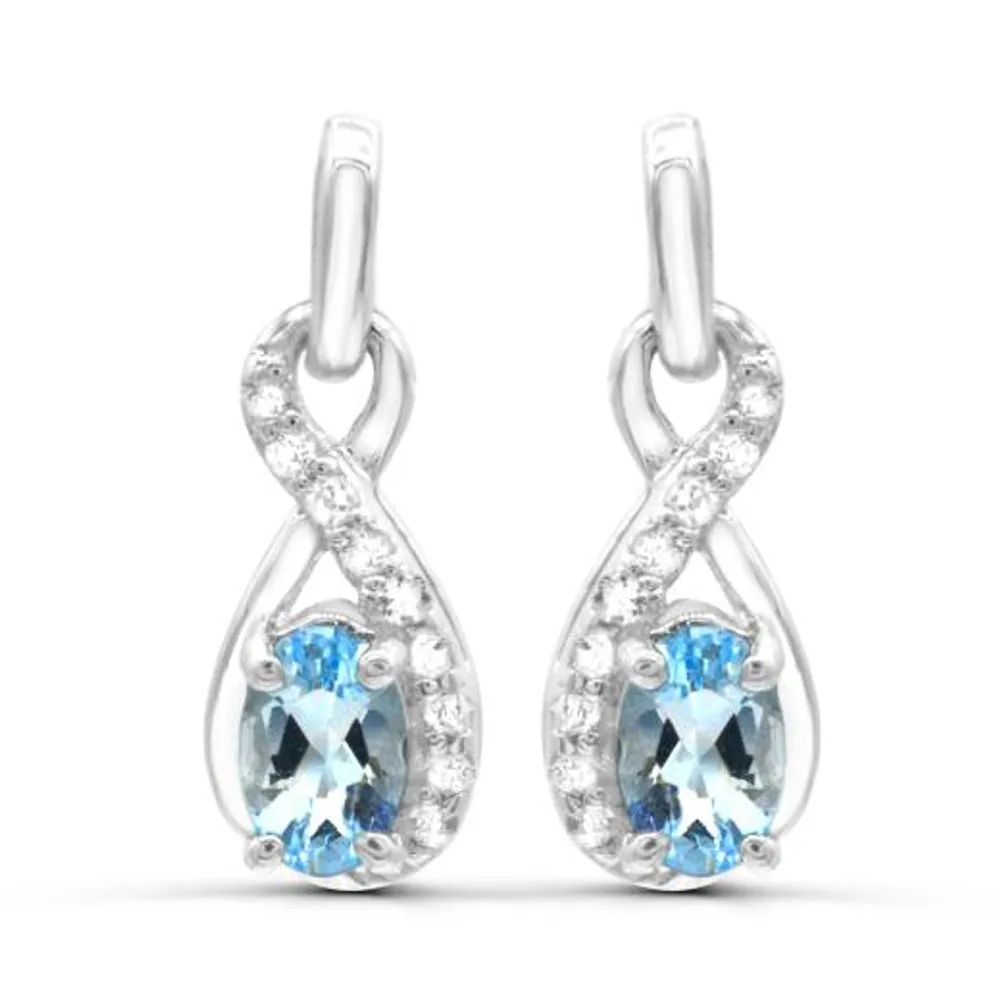 Sterling Silver Aquamarine & White Topaz Earrings