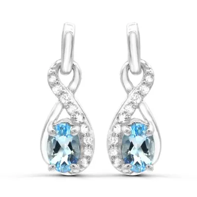 Sterling Silver Aquamarine & White Topaz Earrings