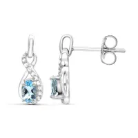 Sterling Silver Aquamarine & White Topaz Earrings