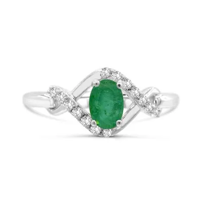 Sterling Silver Emerald & White Topaz Ring