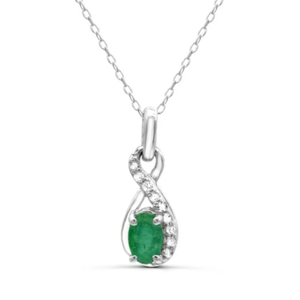 Sterling Silver Emerald & White Topaz Pendant