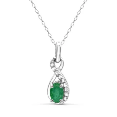 Sterling Silver Emerald & White Topaz Pendant