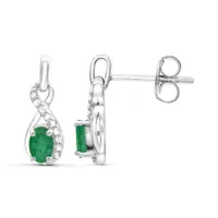 Sterling Silver Emerald & White Topaz Earrings