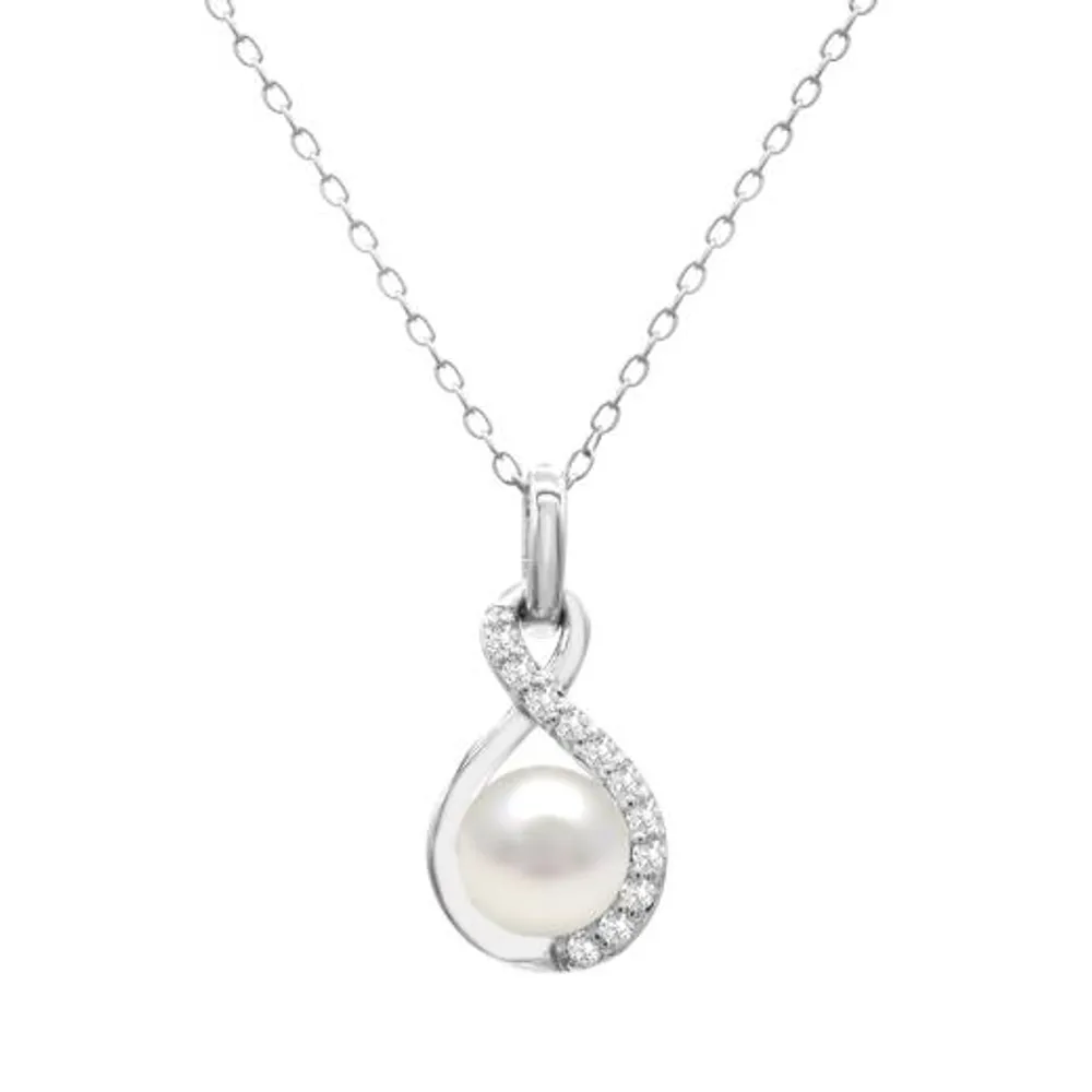 Sterling Silver Pearl & White Topaz Pendant