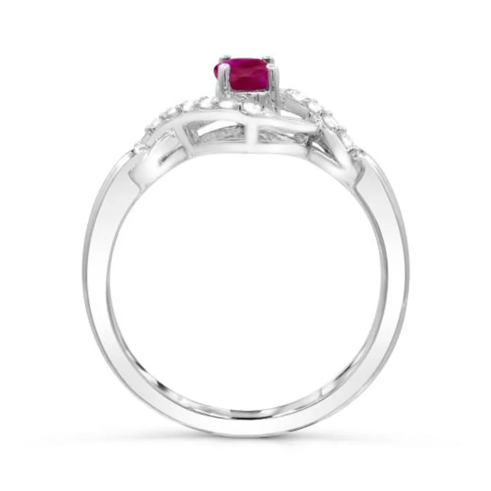 Sterling Silver Ruby & White Topaz Ring