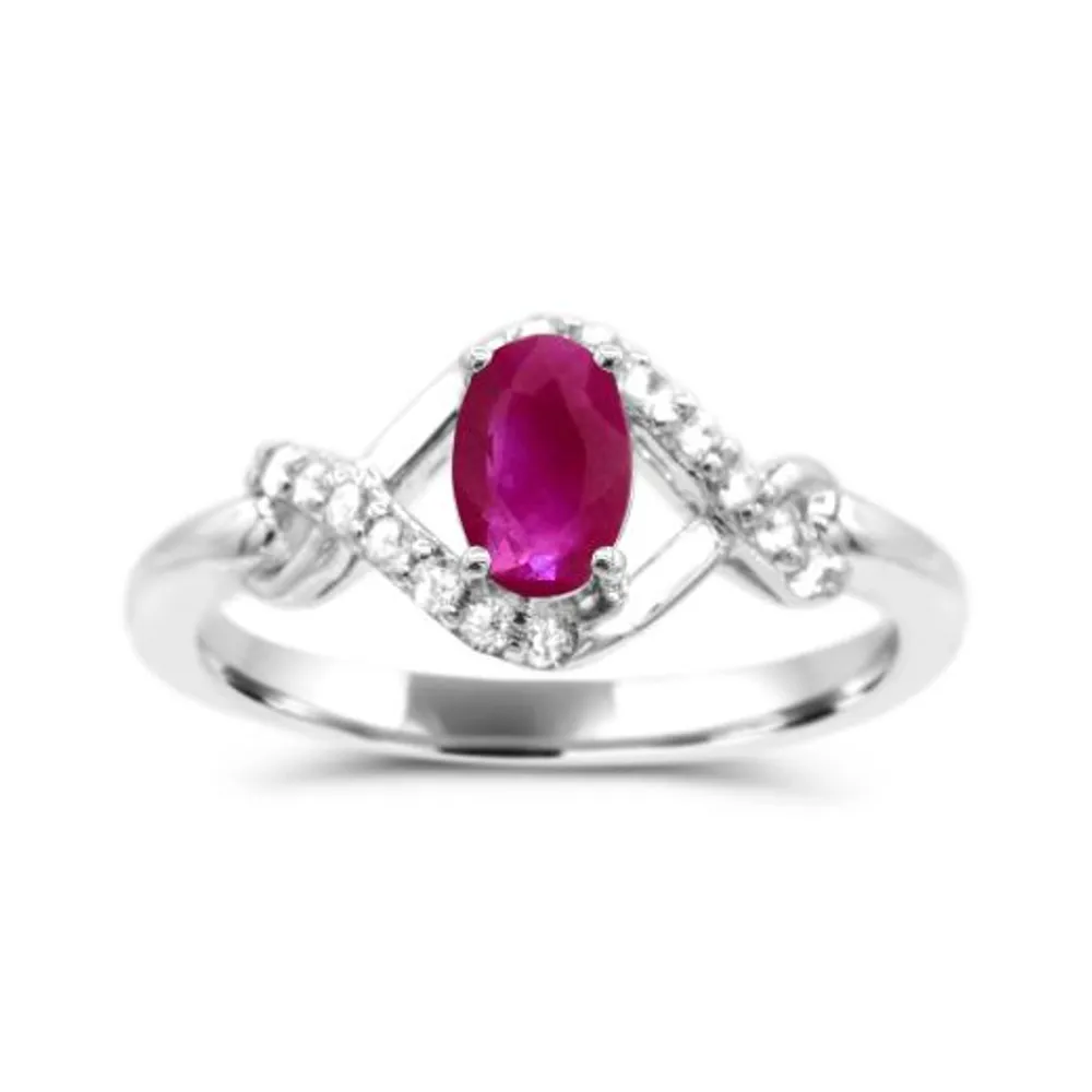 Sterling Silver Ruby & White Topaz Ring