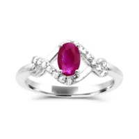 Sterling Silver Ruby & White Topaz Ring