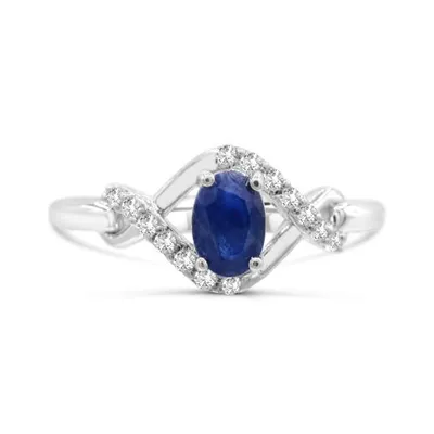 Sterling Silver Blue Sapphire & White Topaz Ring