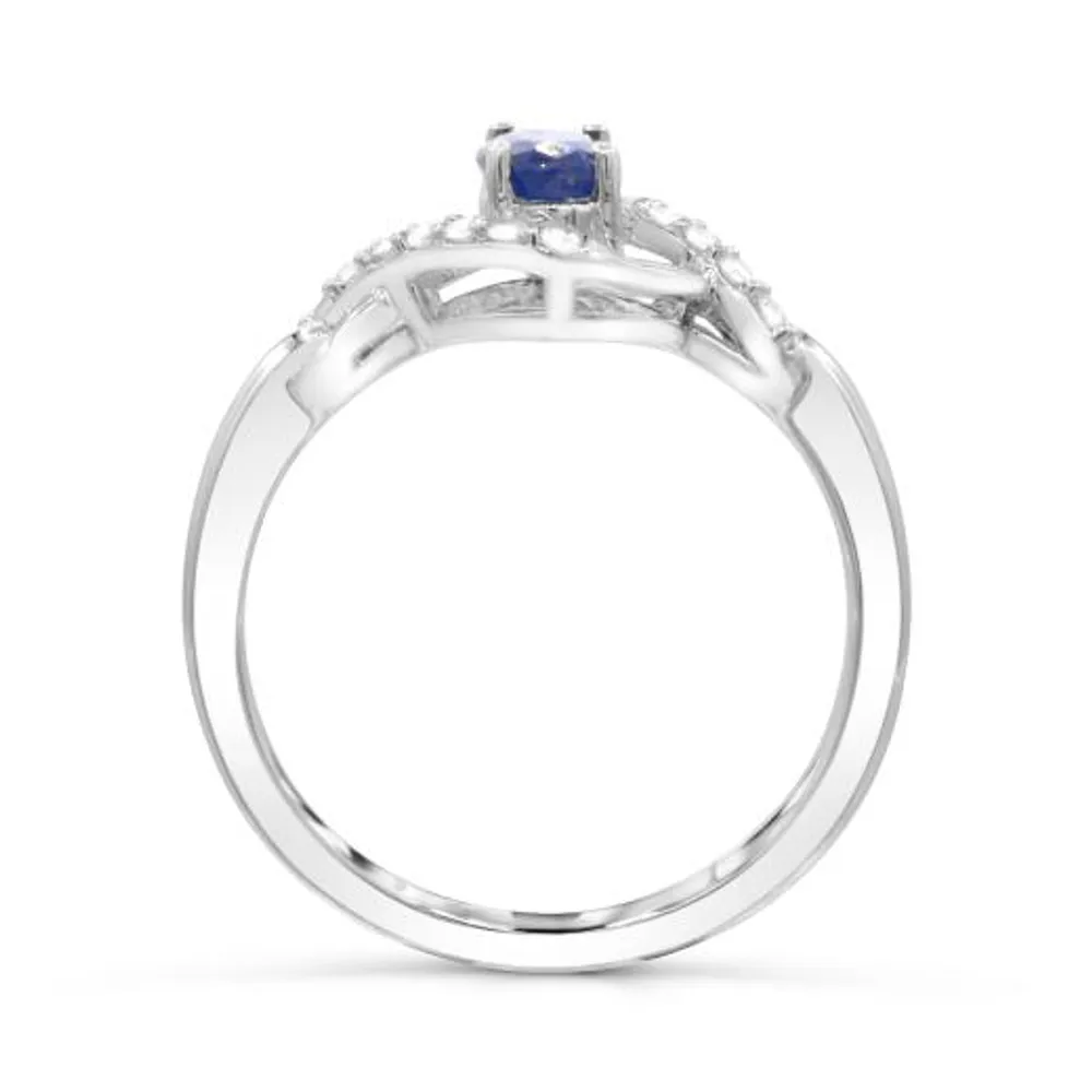 Sterling Silver Blue Sapphire & White Topaz Ring