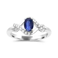 Sterling Silver Blue Sapphire & White Topaz Ring