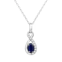 Sterling Silver Blue Sapphire & White Topaz Pendant