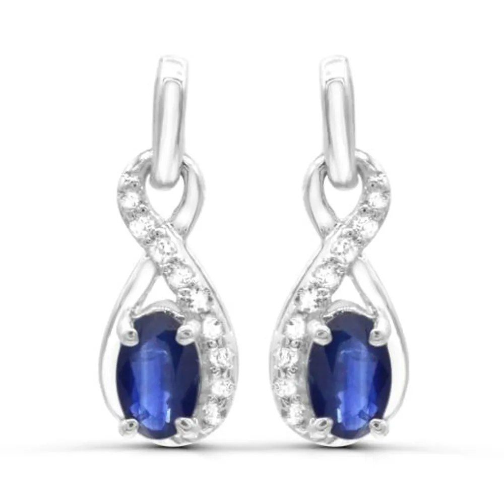 Sterling Silver Blue Sapphire & White Topaz Earrings