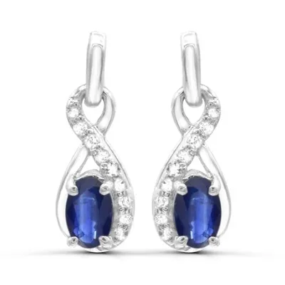 Sterling Silver Blue Sapphire & White Topaz Earrings