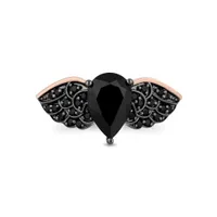 Enchanted Disney Sterling Silver & 10k Rose Gold Black Diamond & Onyx Ring