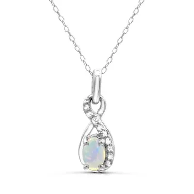 Sterling Silver Opal & White Topaz Pendant