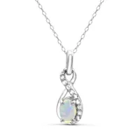 Sterling Silver Opal & White Topaz Pendant