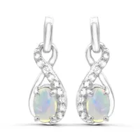 Sterling Silver Opal & White Topaz Earrings