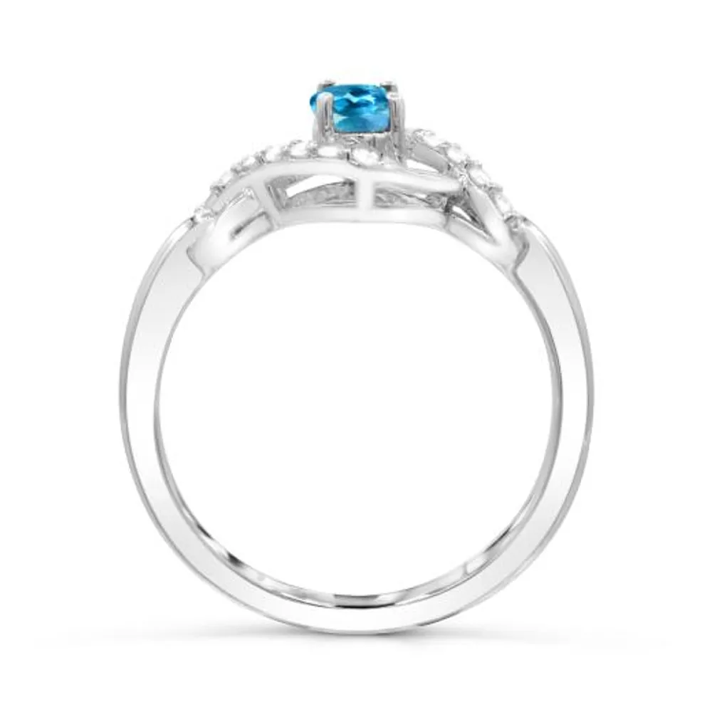 Sterling Silver Blue Topaz & White Topaz Ring