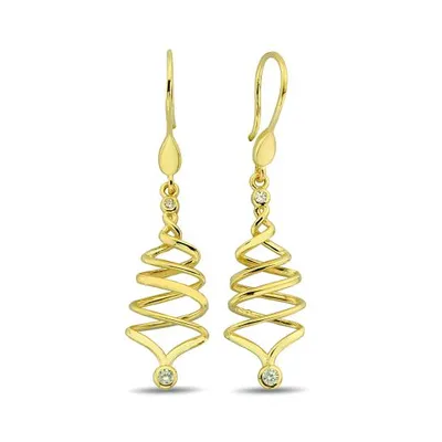 10K Yellow Gold Cubic Zirconia Drop Earrings