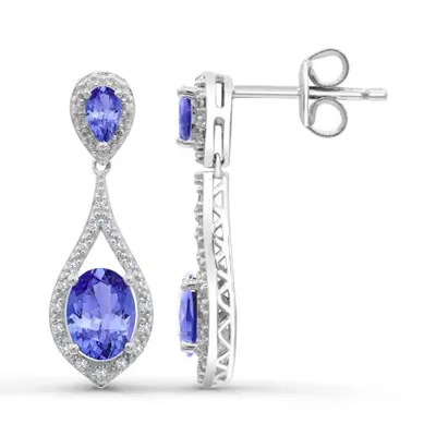 Sterling Silver Tanzanite & Diamond Earrings