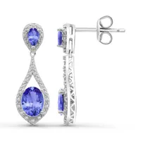 Sterling Silver Tanzanite & Diamond Earrings