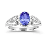 Sterling Silver Tanzanite & Diamond Ring