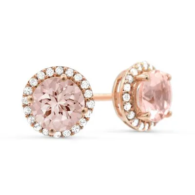 10K Rose Gold Morganite & Diamond Earrings