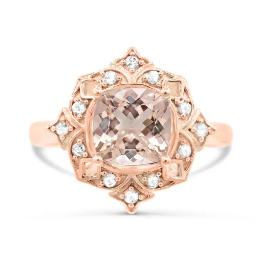 10K Rose Gold Morganite & White Sapphire Ring