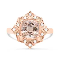 10K Rose Gold Morganite & White Sapphire Ring