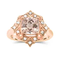 10K Rose Gold Morganite & White Sapphire Ring