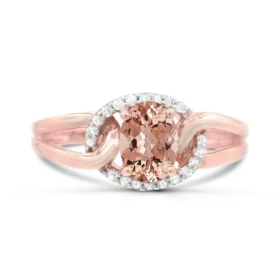 Sterling Silver Morganite & White Sapphire Ring