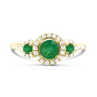 14K Yellow Gold Emerald & Diamond Ring