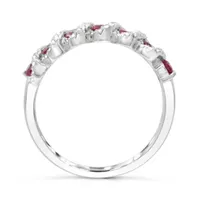 14K White Gold Ruby & Diamond Ring