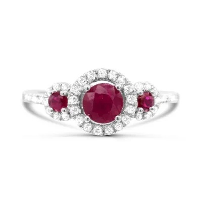 14K White Gold Ruby & Diamond Ring