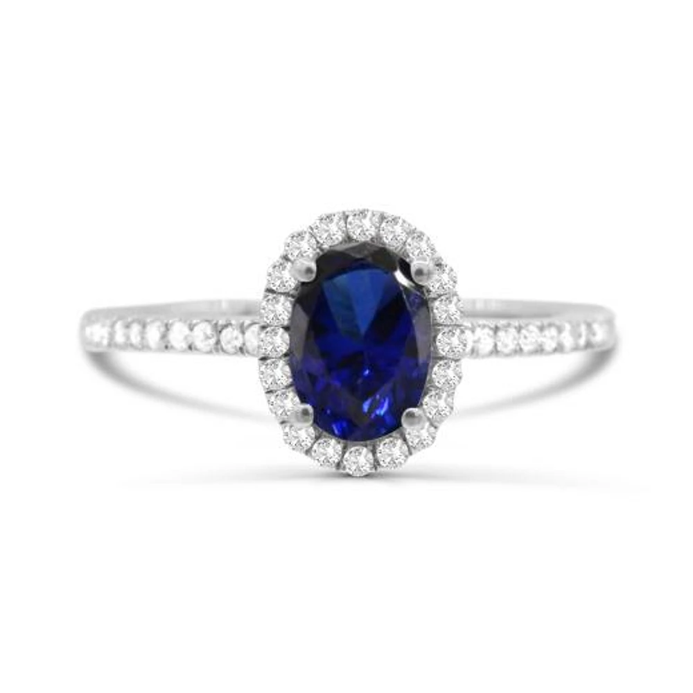 14K White Gold Sapphire & Diamond Ring