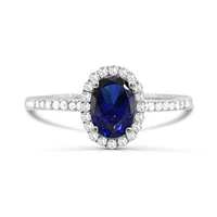 14K White Gold Sapphire & Diamond Ring