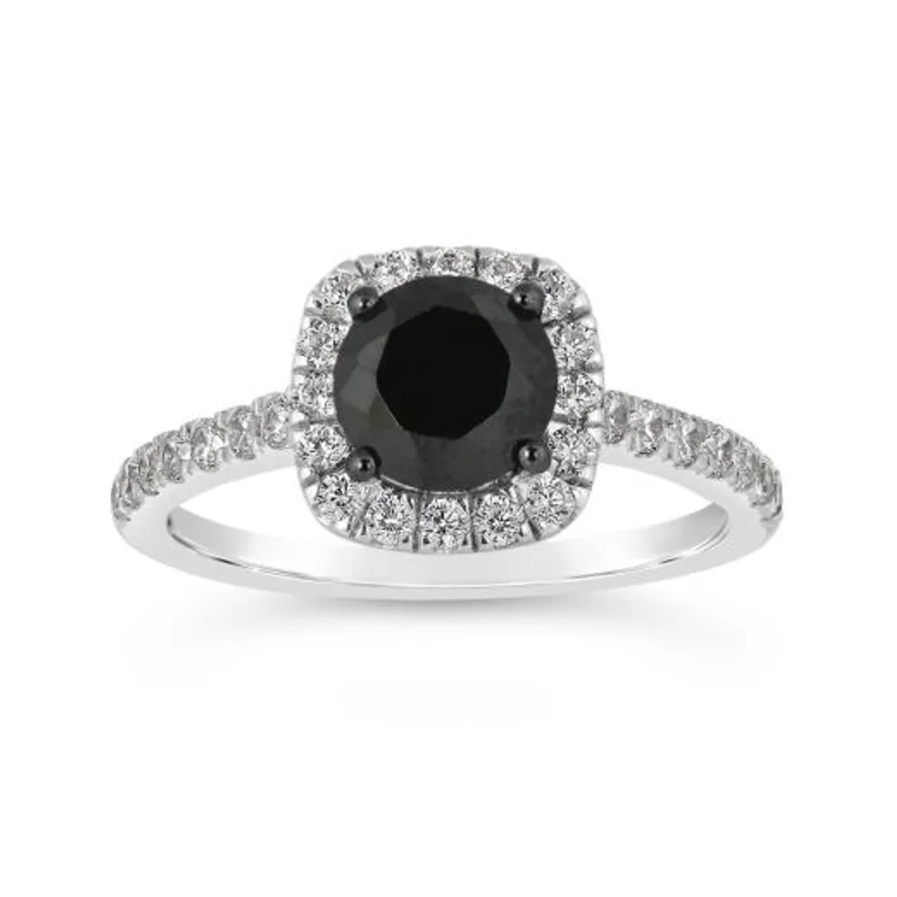 10K White Gold Black & White 1.45CTW Diamond Bridal Ring