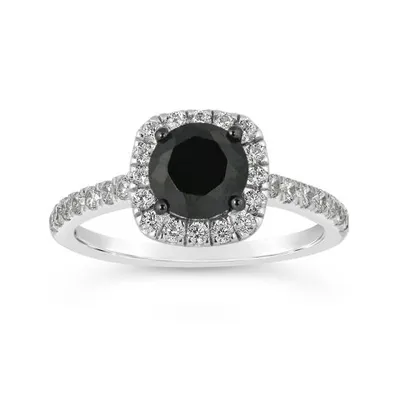 10K White Gold Black & White 1.45CTW Diamond Bridal Ring