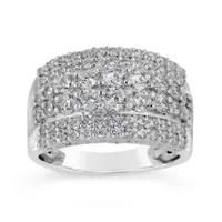 10K White Gold Multi-Row 1.50CTW Diamond Band