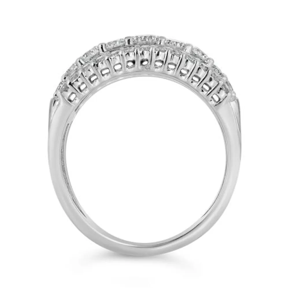 10K White Gold Multi-Row 1.50CTW Diamond Band